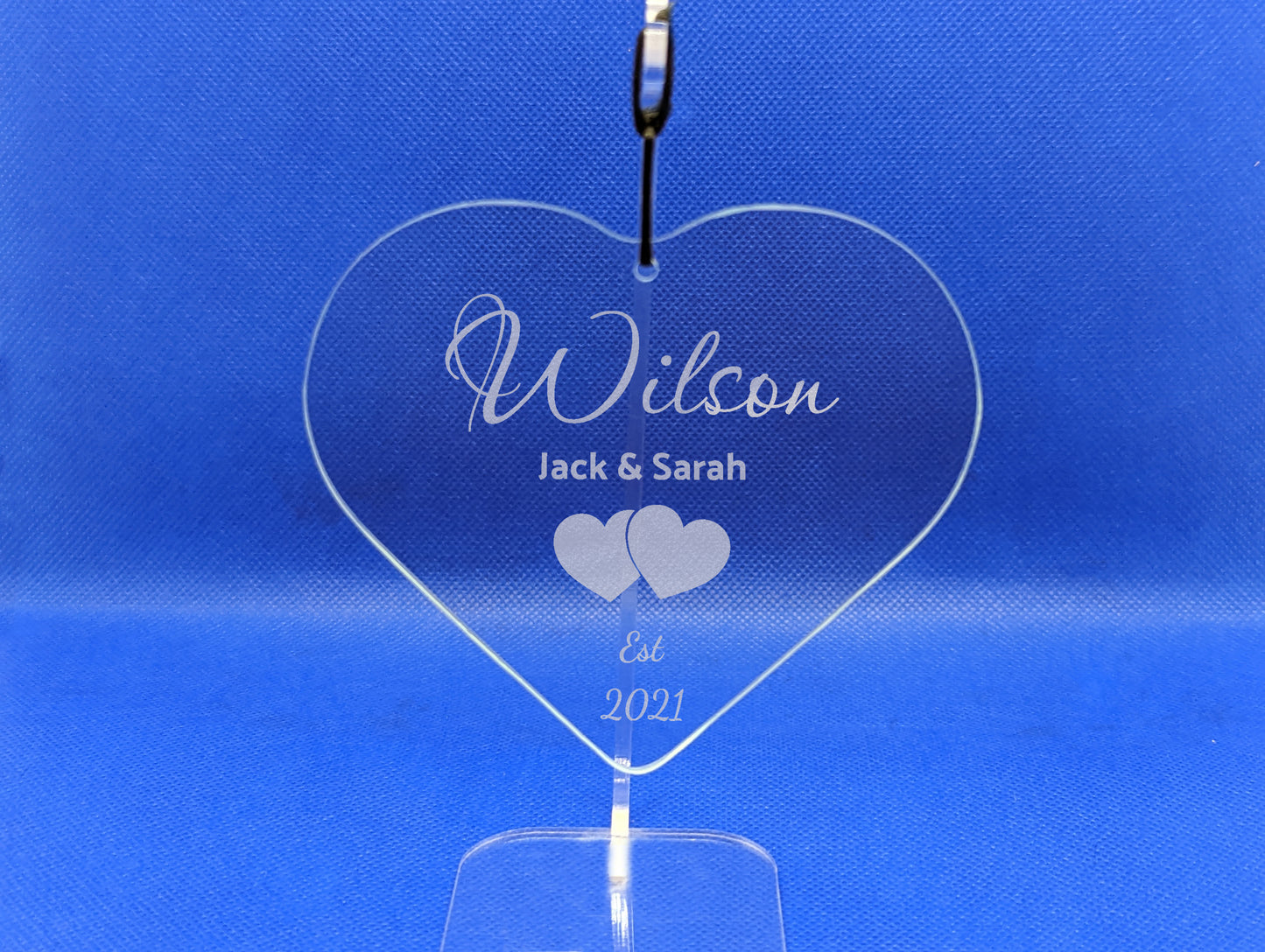Personalised Hanging Glass Circle or Heart Wedding Gift