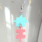 Double Jigsaw Puzzle Piece Drop Earrings